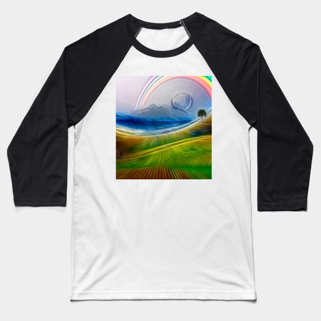 Painterly Peaceful Landscape Baseball T-Shirt by rolffimages